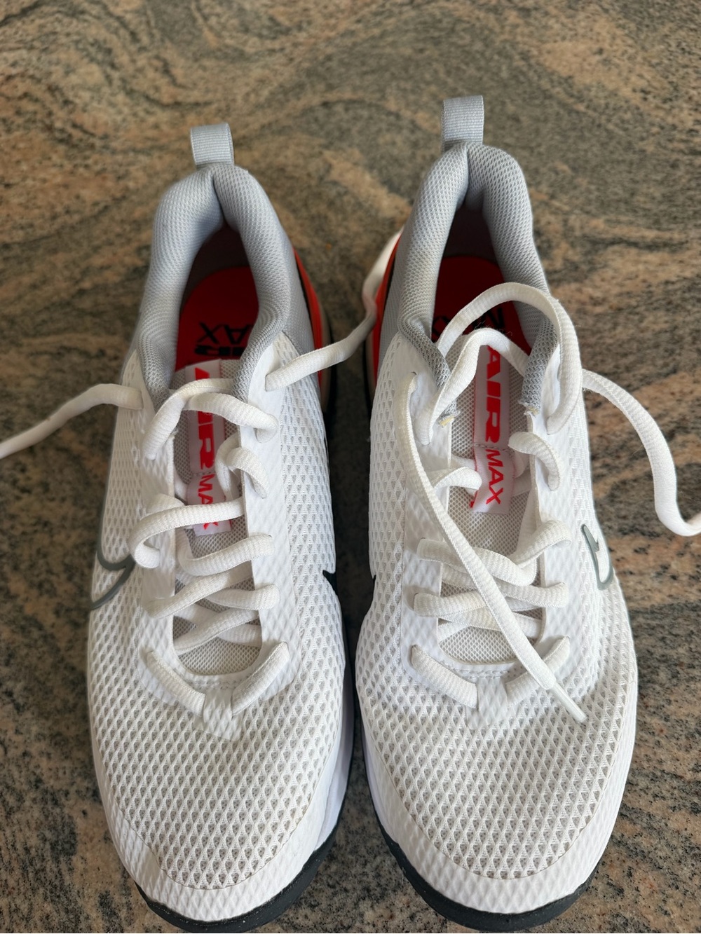 Nike White and Red Air Max Mesh Athletic Shoes